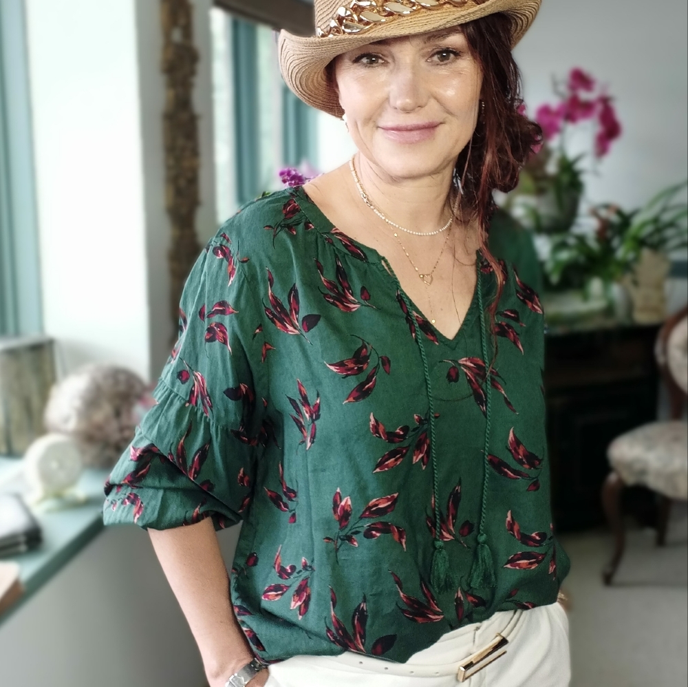 Green VISCOSE boho blouse - Picture 13 of 13